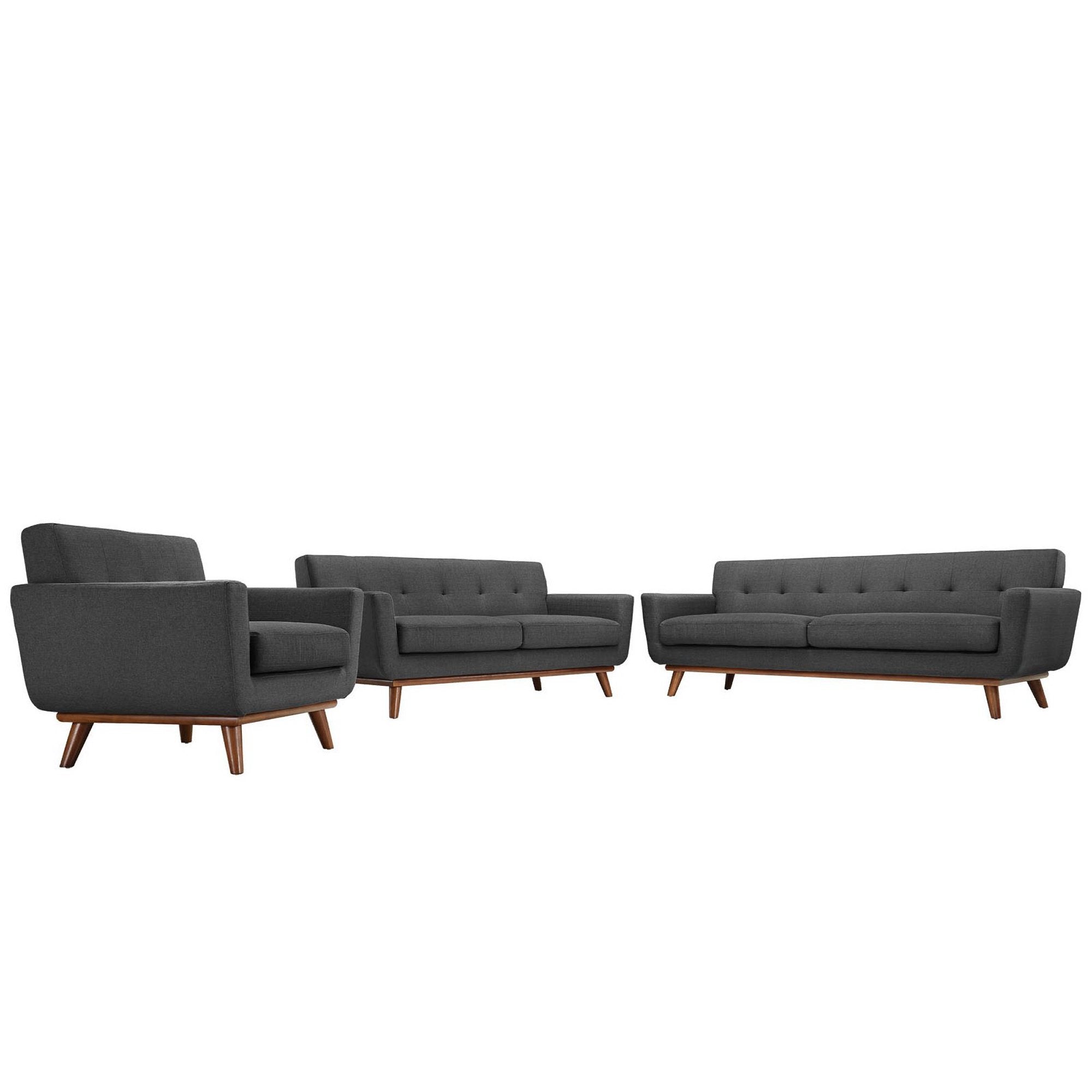 Engage Sofa Loveseat and Armchair Set of 3 - Gray