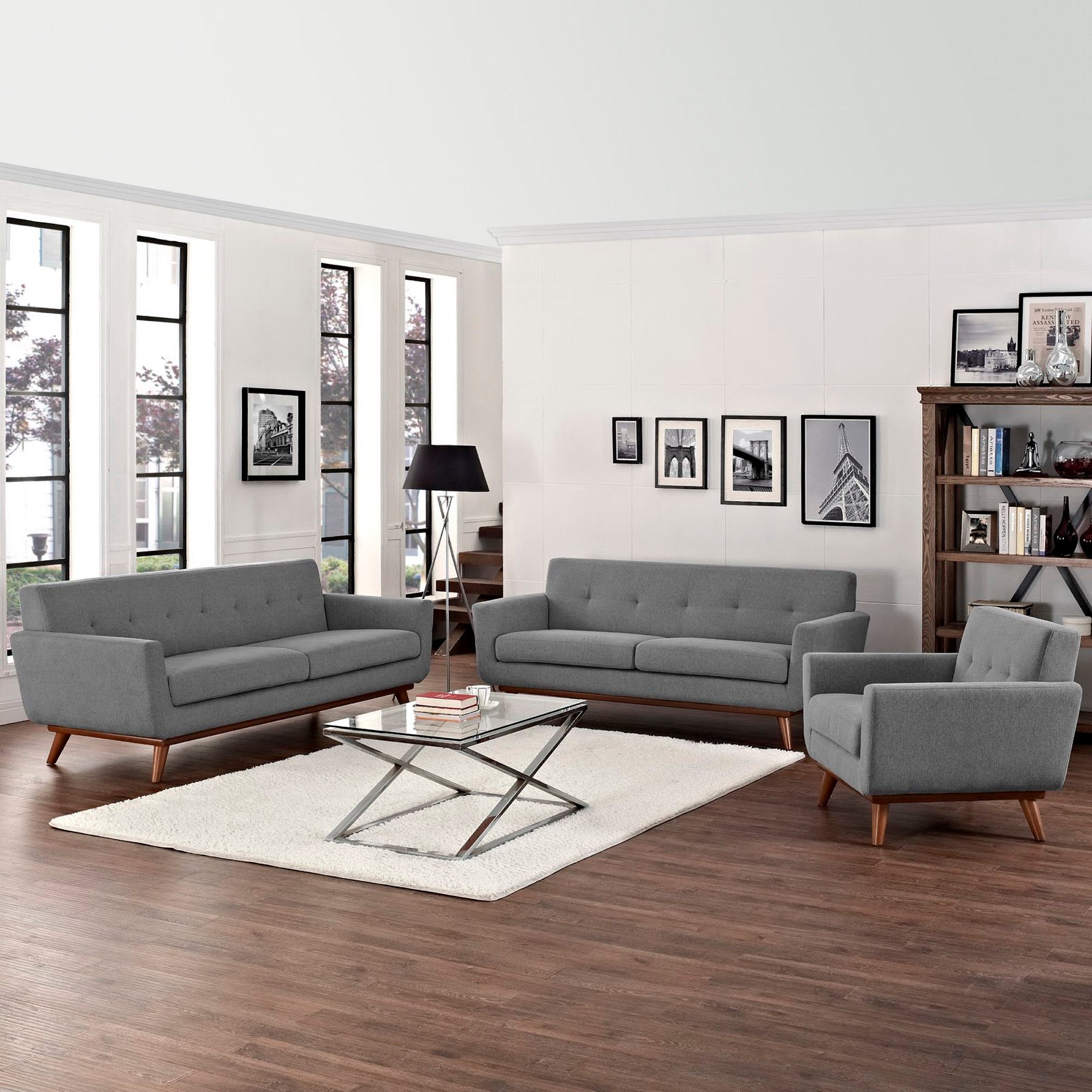 Engage Sofa Loveseat and Armchair Set of 3 - Expectation Gray