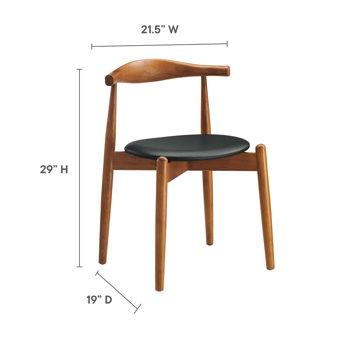 Stalwart Dining Side Chairs Set of 2 - Dark Walnut Black