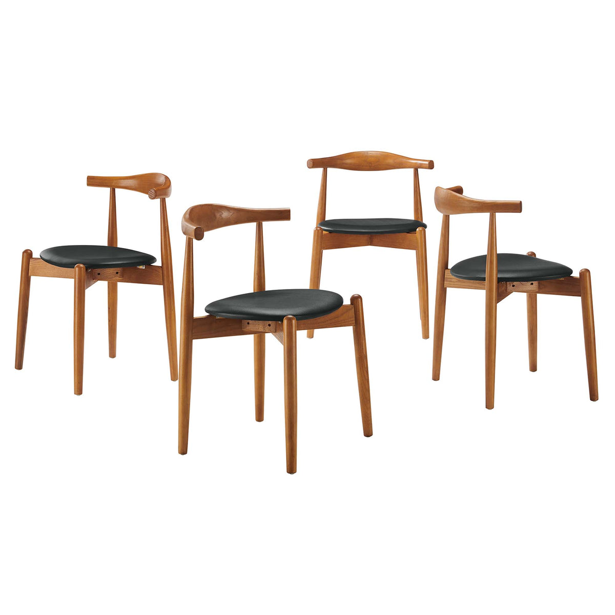 Stalwart Dining Side Chairs Set of 4 - Dark Walnut Black