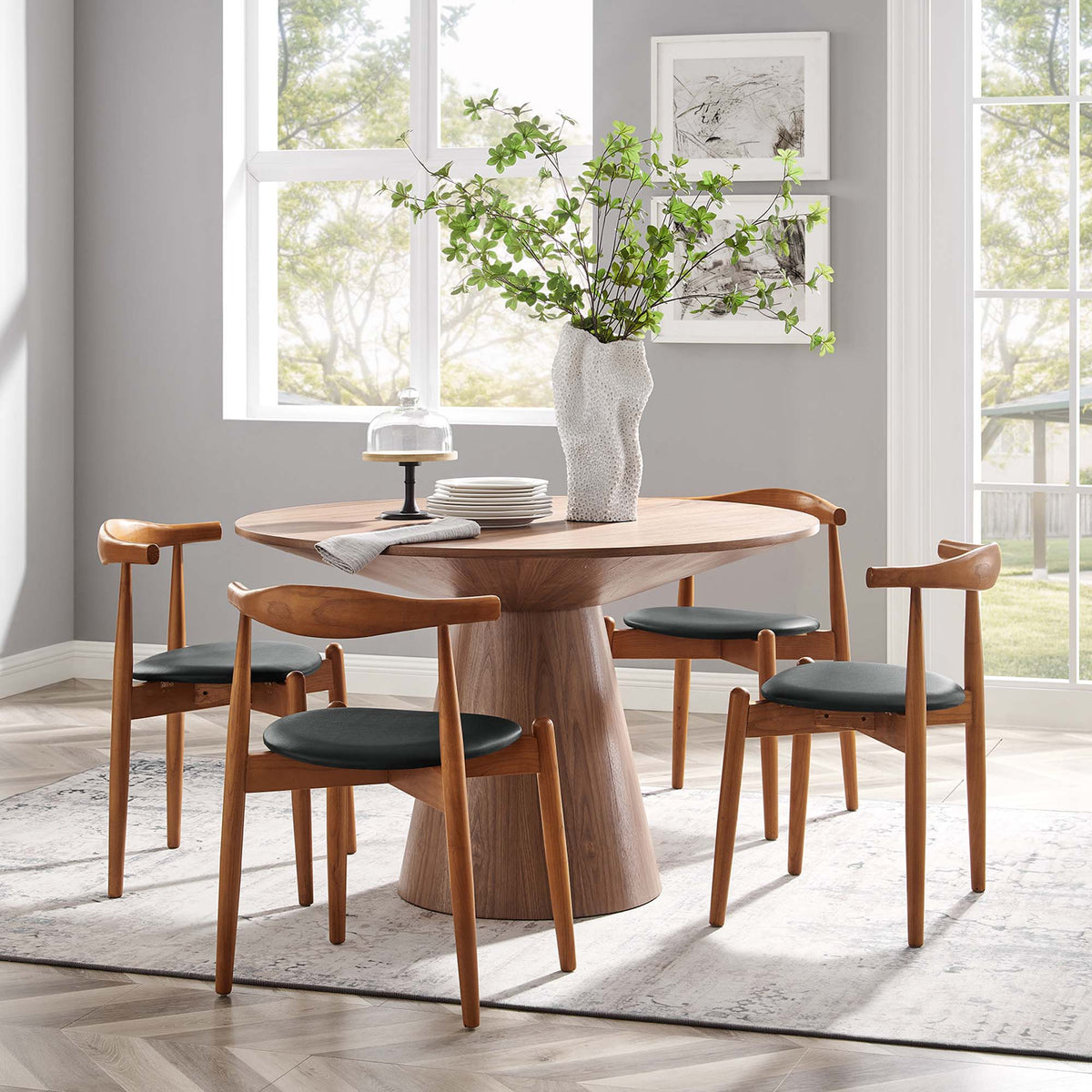 Stalwart Dining Side Chairs Set of 4 - Dark Walnut Black