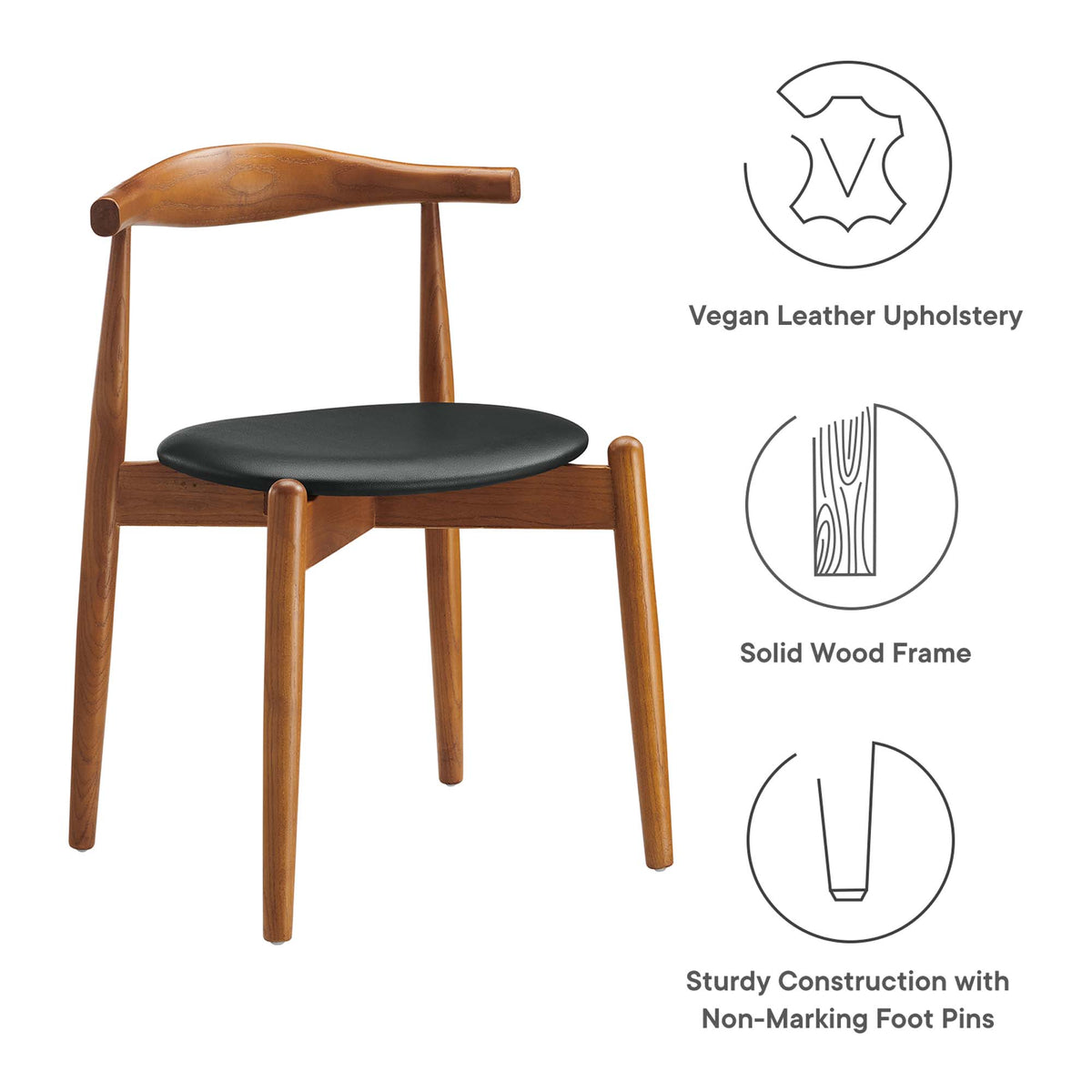 Stalwart Dining Side Chairs Set of 4 - Dark Walnut Black