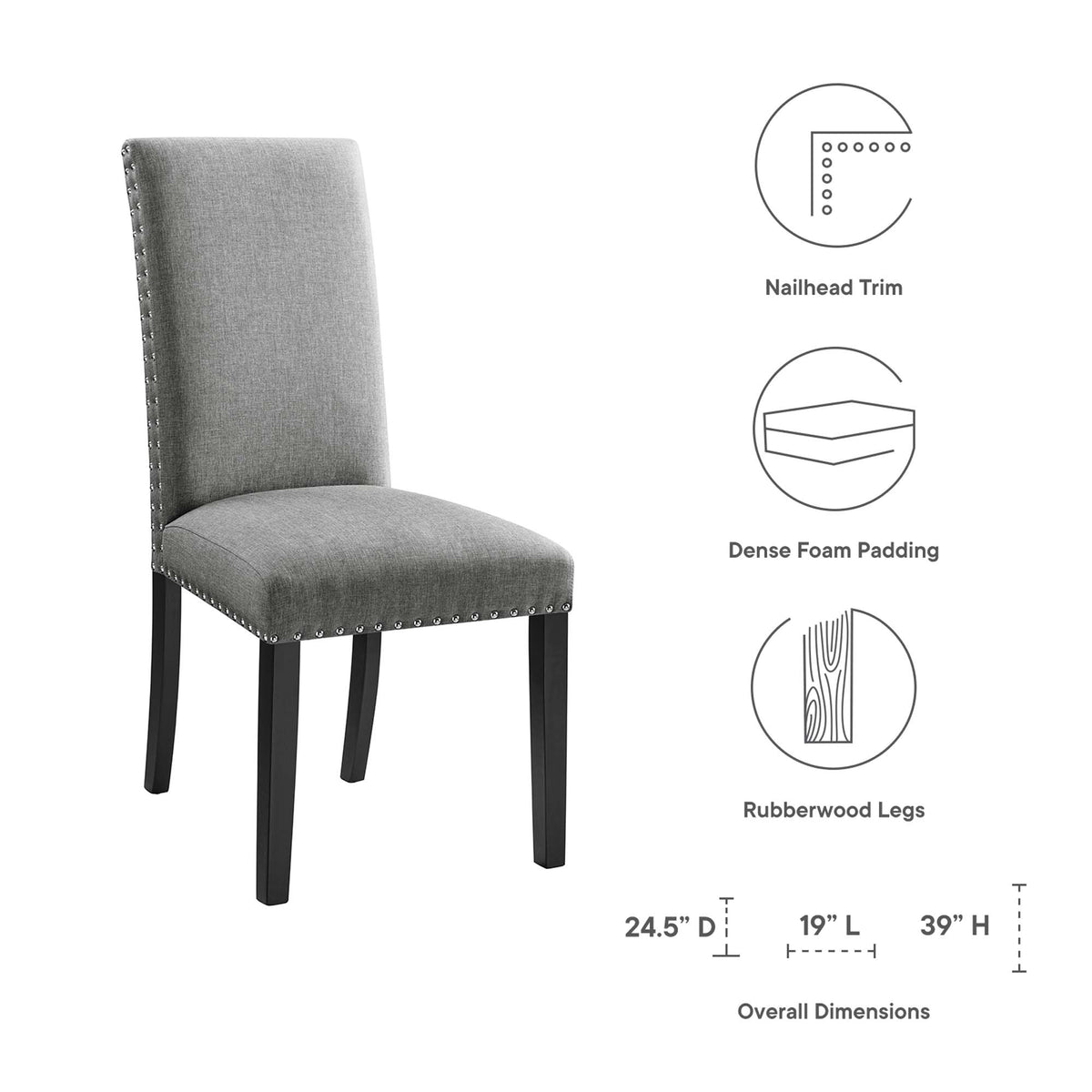 Parcel Dining Upholstered Fabric Side Chair - Light Gray