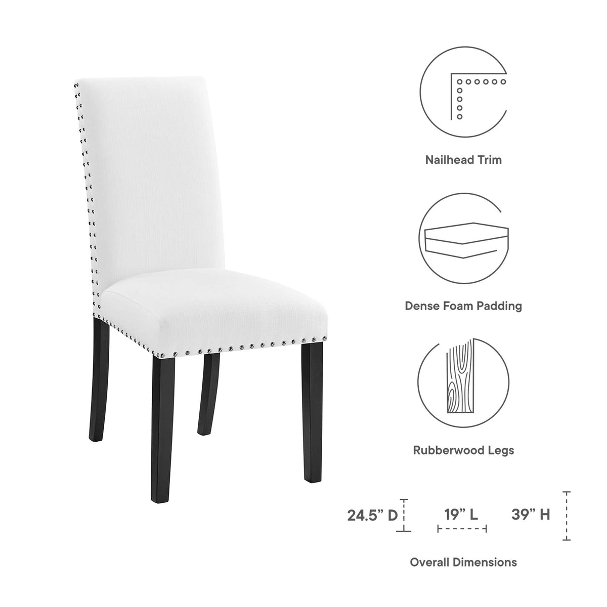 Parcel Dining Upholstered Fabric Side Chair - White