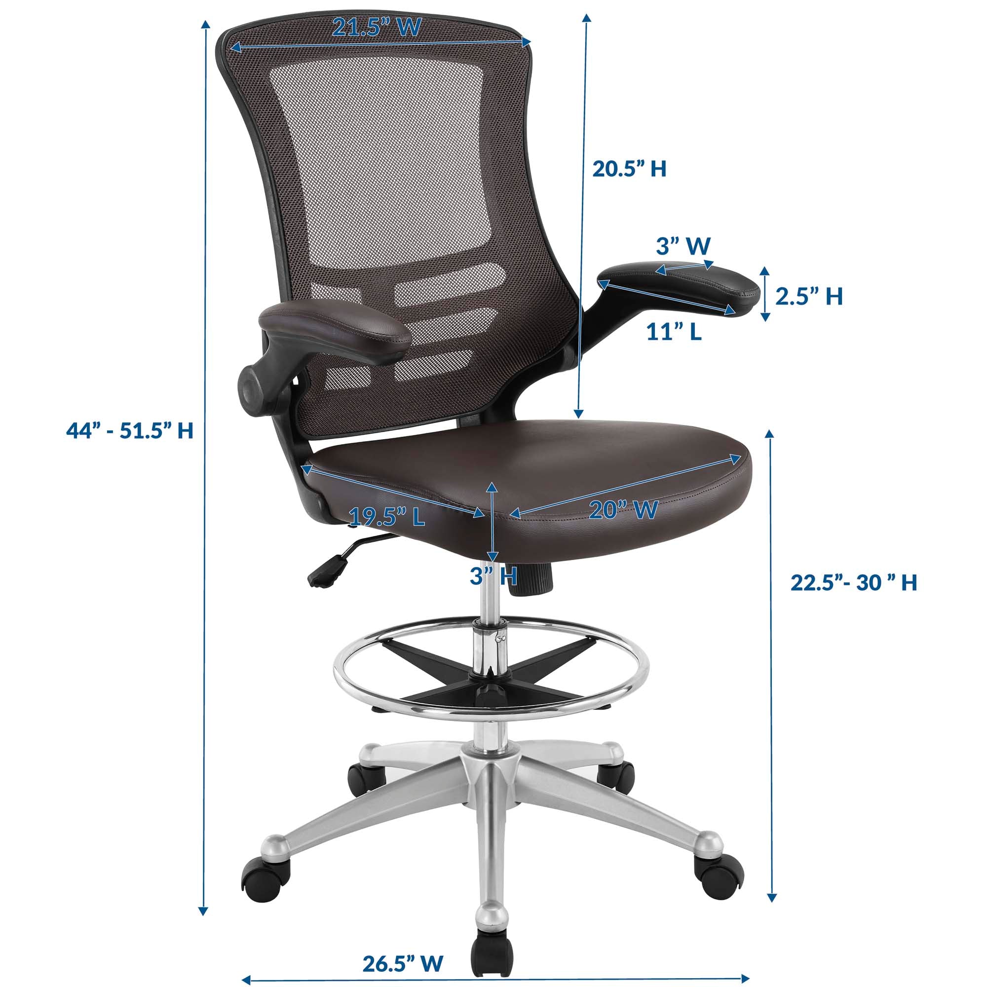 Attainment Vinyl Drafting Chair - Brown