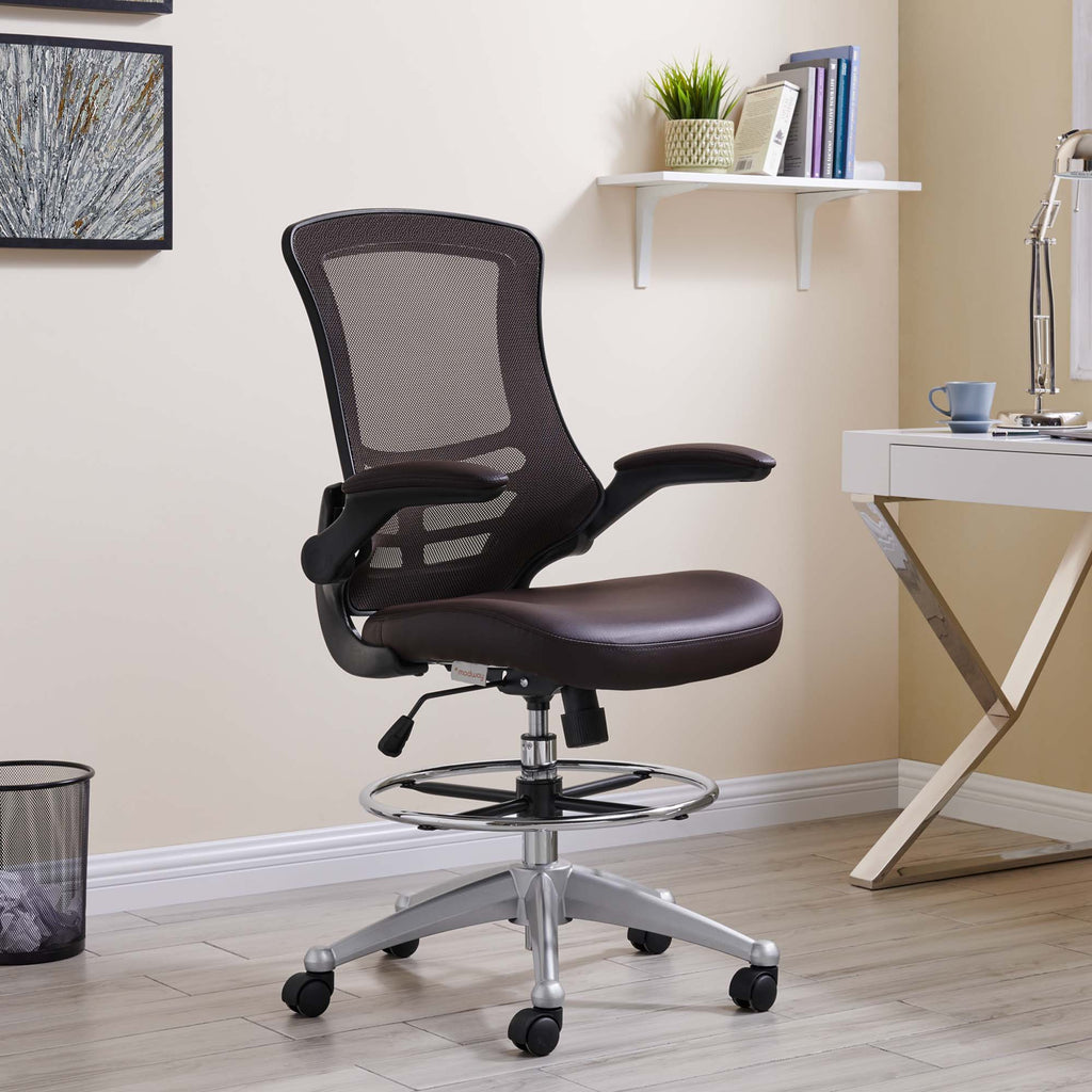 Attainment Vinyl Drafting Chair - Brown