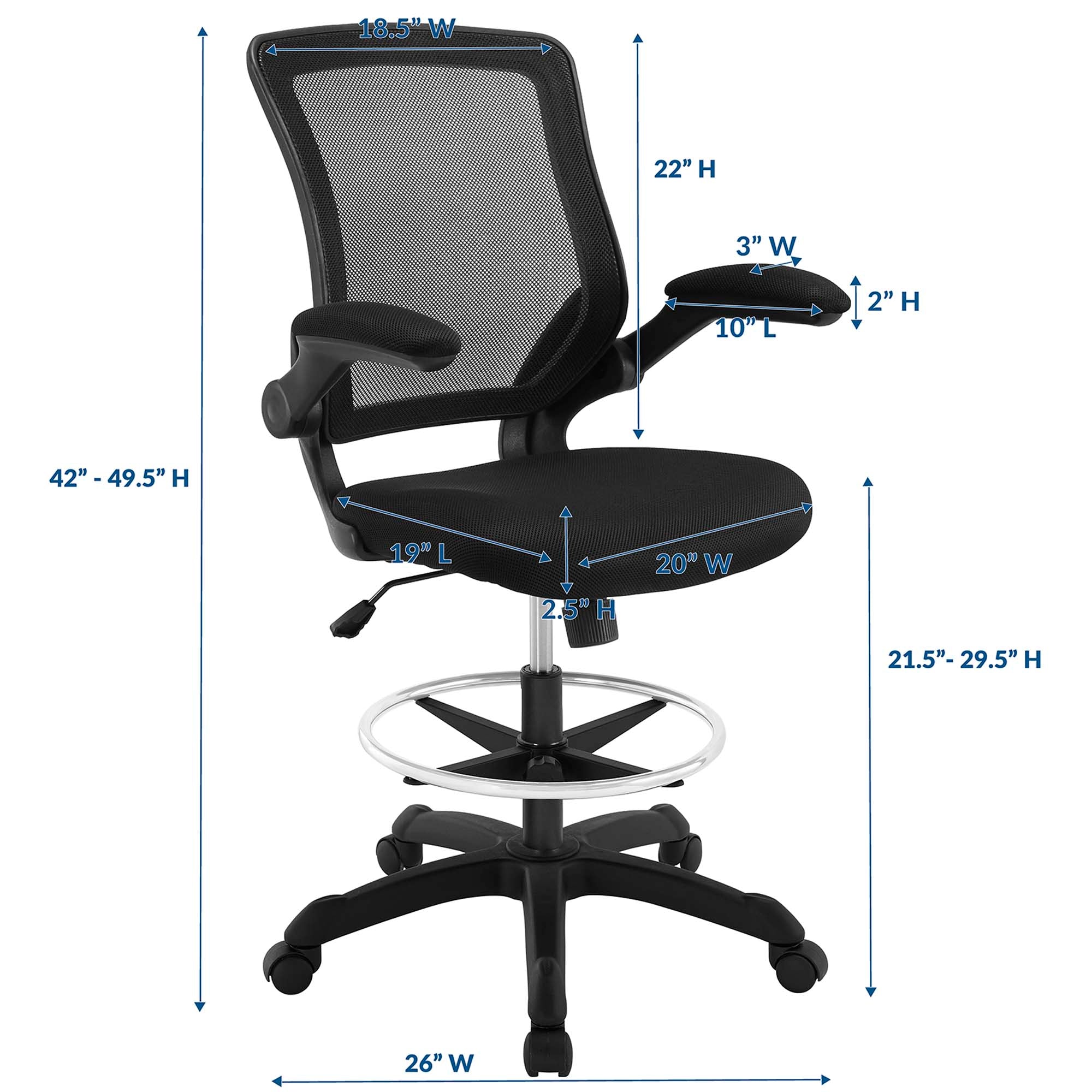 Veer Drafting Chair - Black