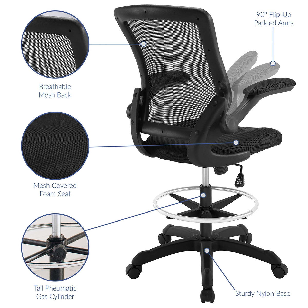 Veer Drafting Chair - Black