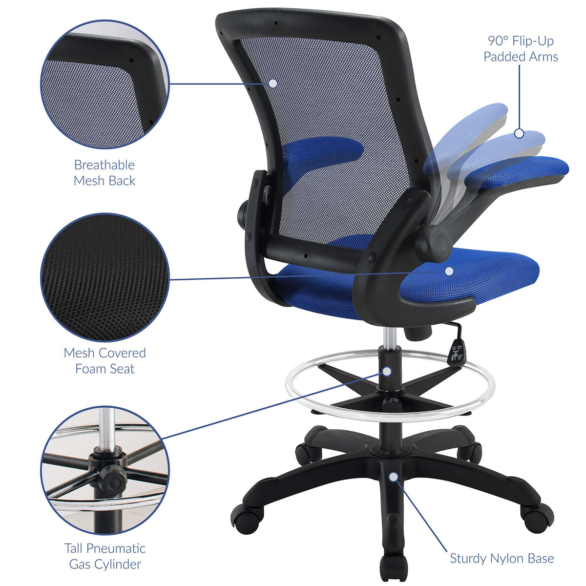 Veer Drafting Chair - Blue