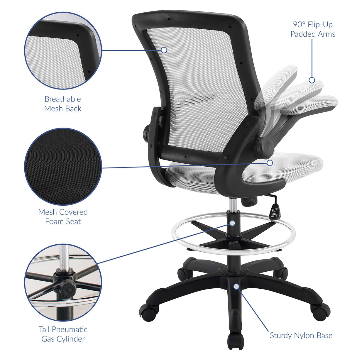 Veer Drafting Chair - Gray