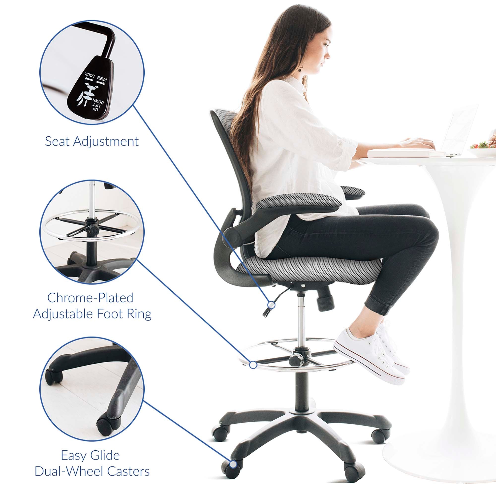 Veer Drafting Chair - Gray