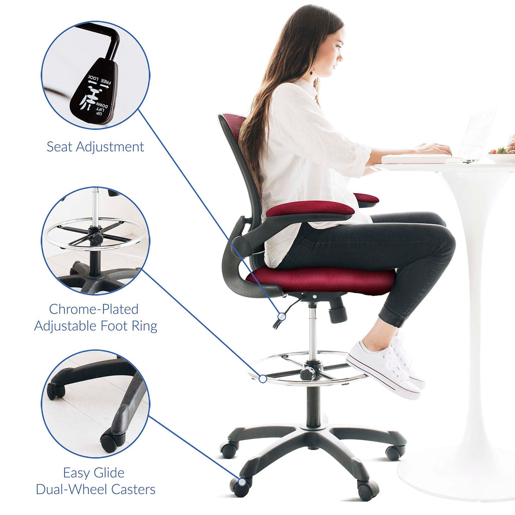 Veer Drafting Chair - Red