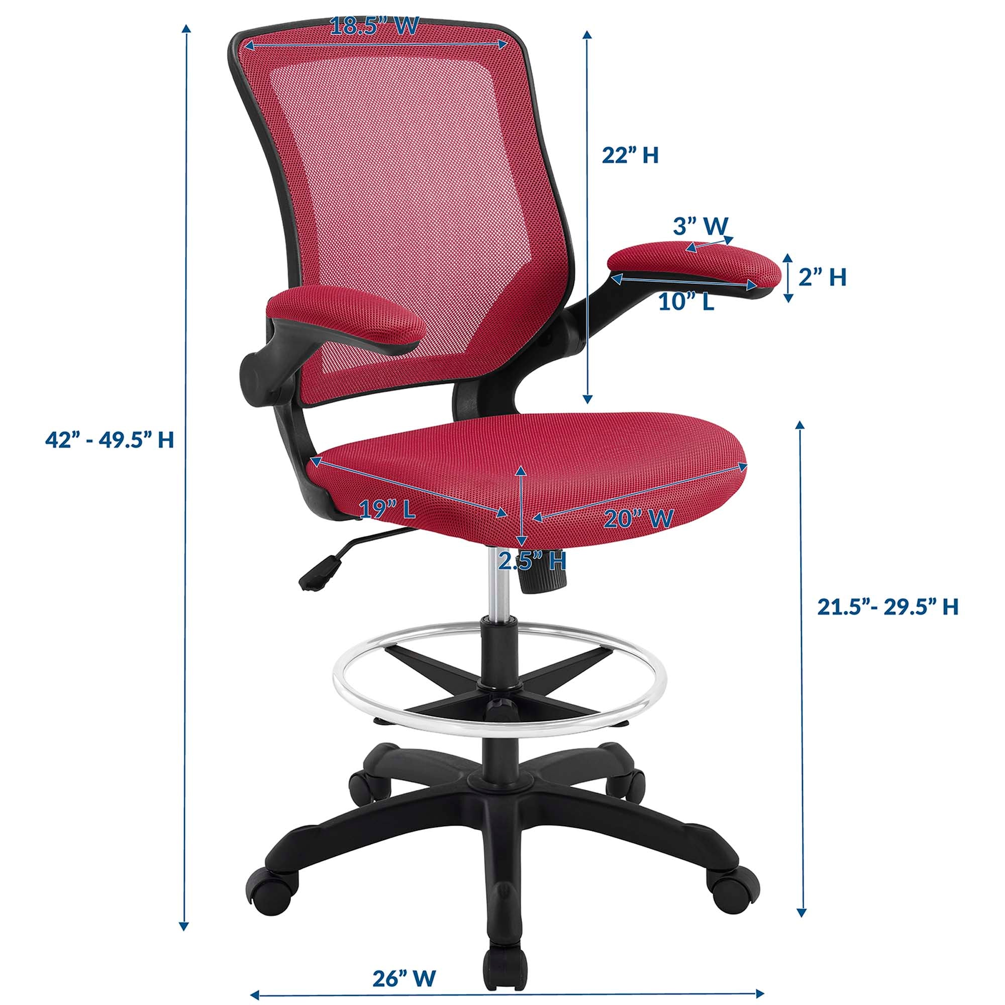 Veer Drafting Chair - Red