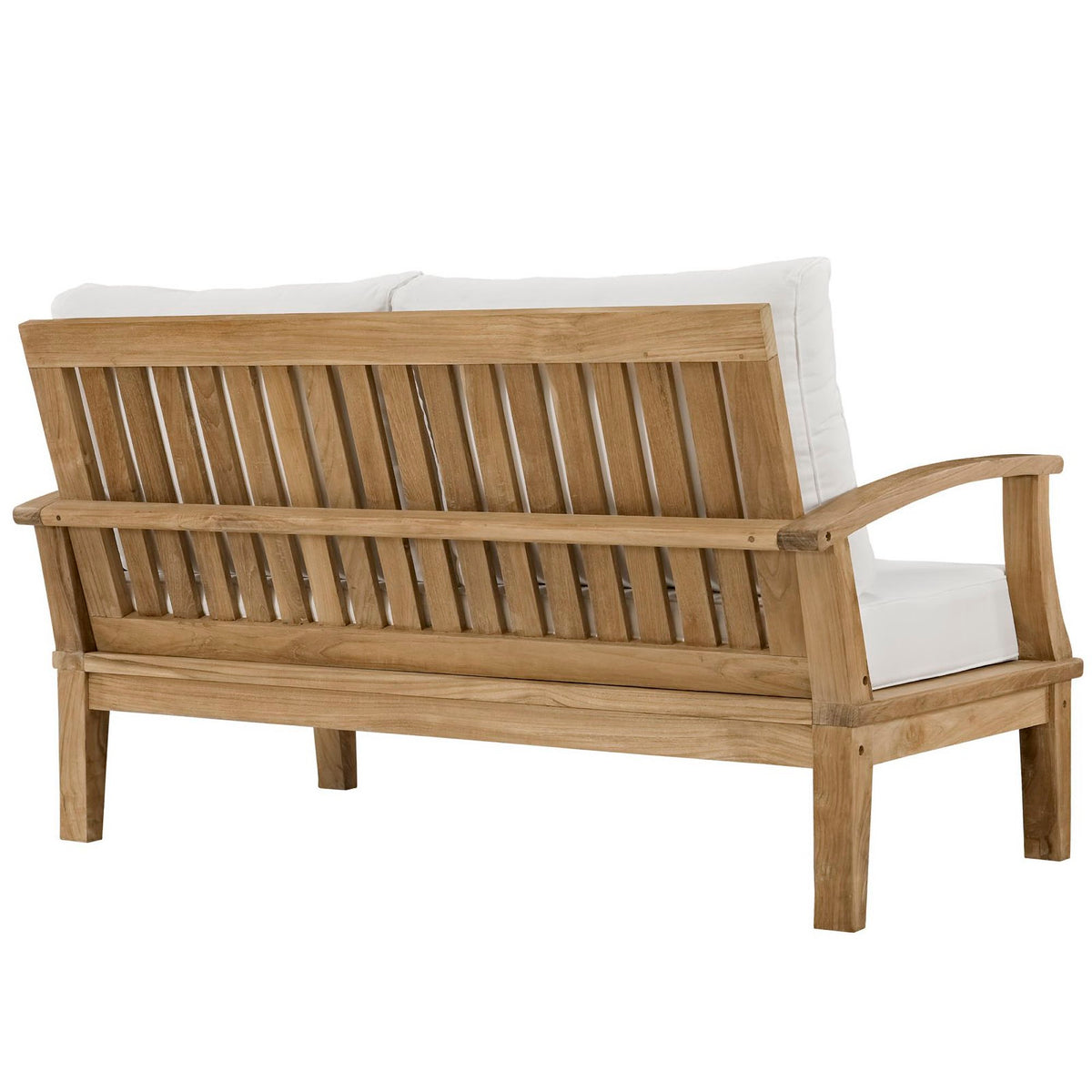 Marina 4 Piece Outdoor Patio Teak Set - Natural White (2 Armchairs, Coffee Table, Sofa)