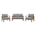 Marina 3 Piece Outdoor Patio Teak Set - Natural Gray (2 Armchairs, Sofa)