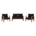Marina 3 Piece Outdoor Patio Teak Set - Natural Navy (2 Armchairs, Sofa)