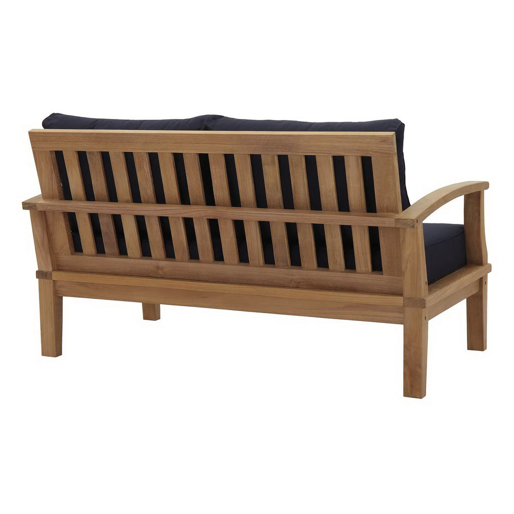 Marina 3 Piece Outdoor Patio Teak Set - Natural Navy (2 Armchairs, Sofa)