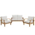 Marina 3 Piece Outdoor Patio Teak Set - Natural White (2 Armchairs, Sofa)