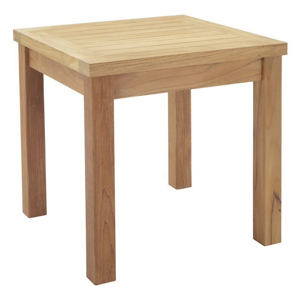 Marina 8 Piece Outdoor Patio Teak Set - Natural Navy (2 Armchairs, Coffee Table, 2 Ottomans, 2 Side Tables, Sofa)