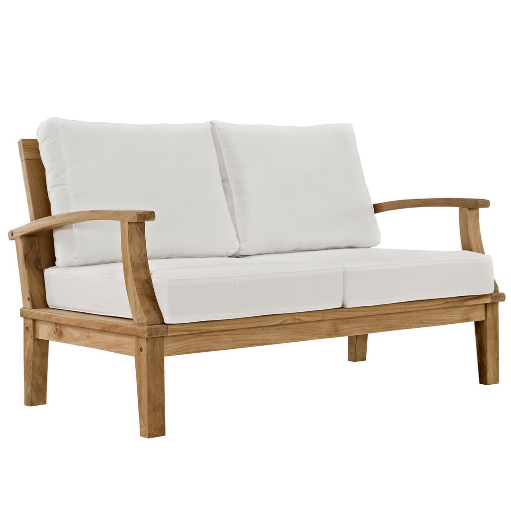Marina 8 Piece Outdoor Patio Teak Set - Natural White (2 Armchairs, Coffee Table, 2 Ottomans, 2 Side Tables, Sofa)