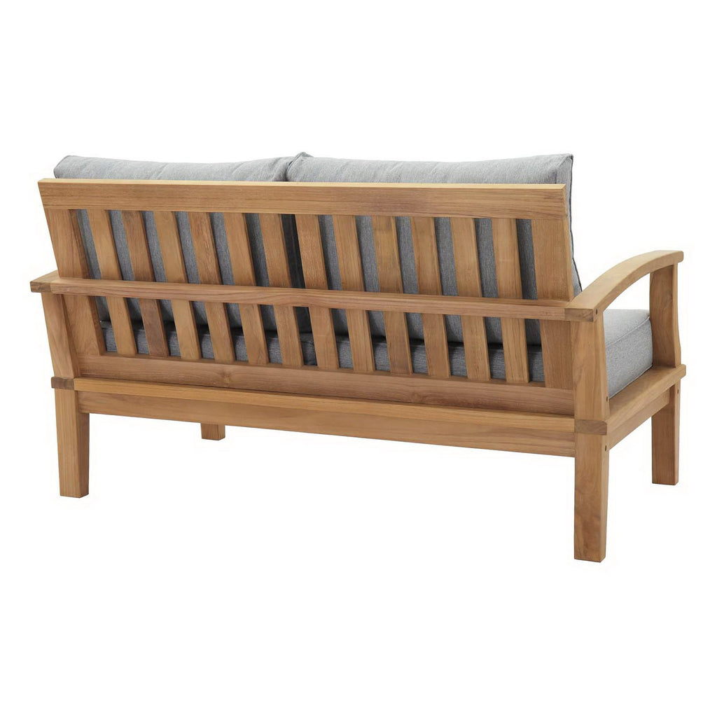 Marina 5 Piece Outdoor Patio Teak Set - Natural Gray (2 Armchairs, 2 Ottomans, Sofa)
