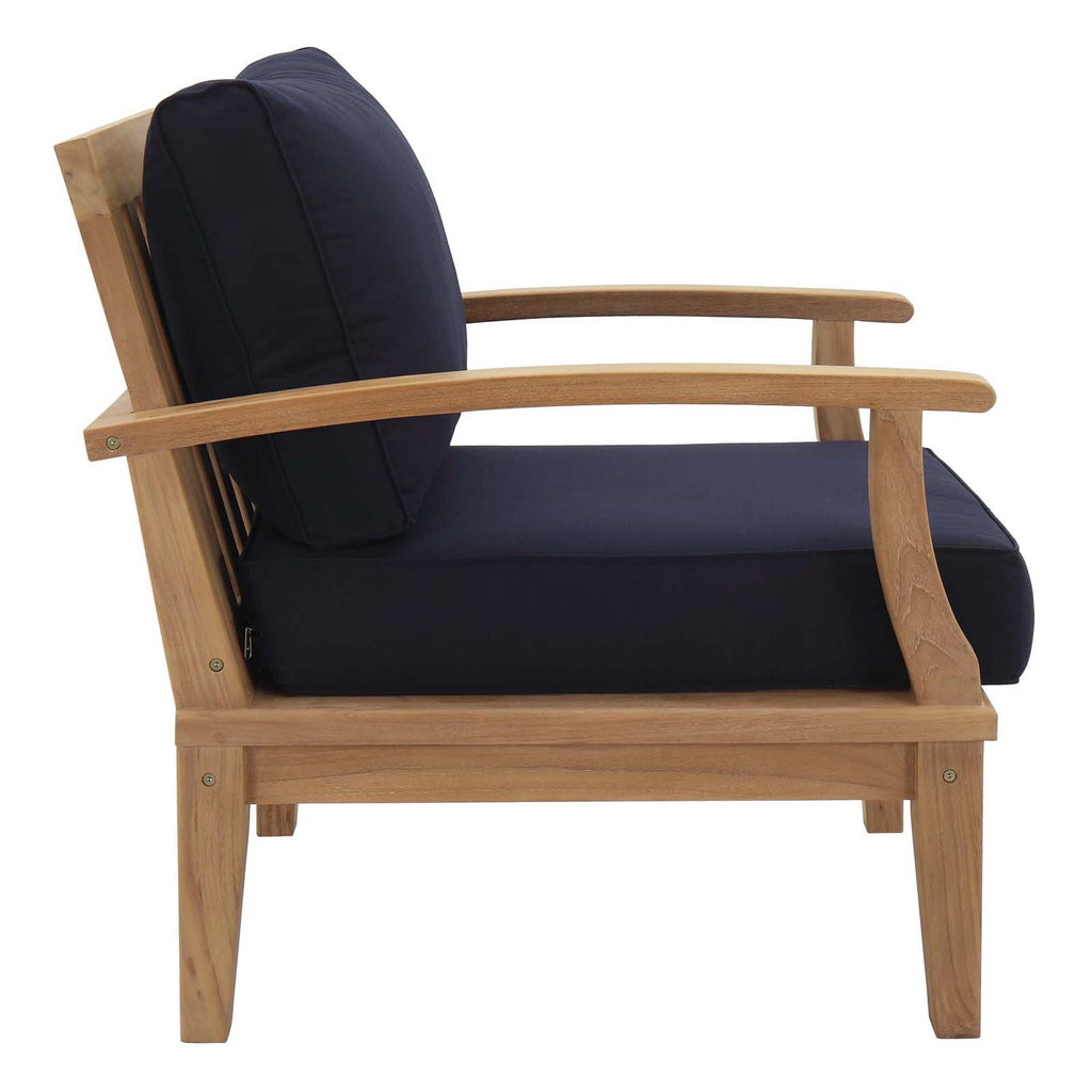 Marina 3 Piece Outdoor Patio Teak Set - Natural Navy (2 Armchairs, Coffee Table)