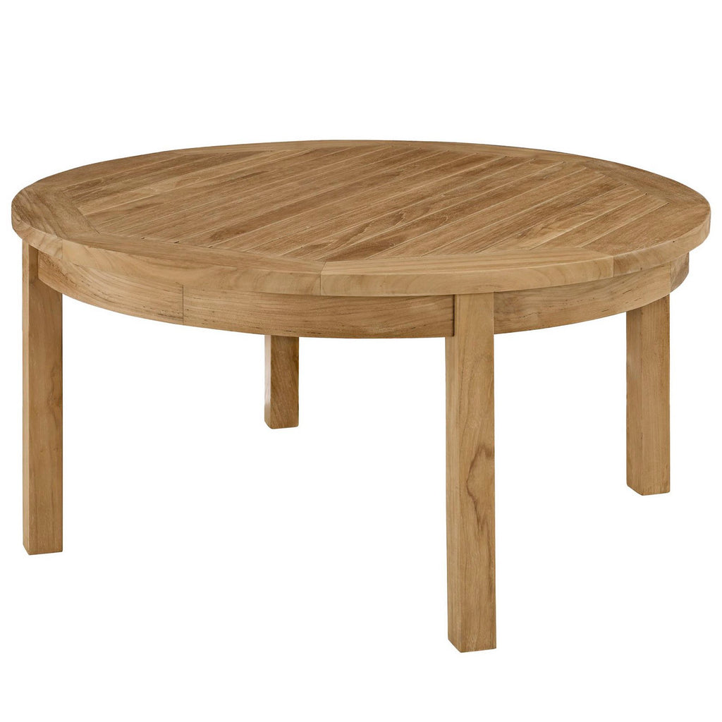 Marina 3 Piece Outdoor Patio Teak Set - Natural White (2 Armchairs, Coffee Table)