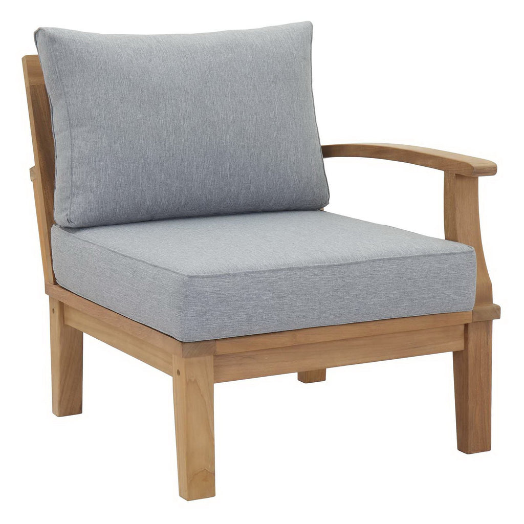 Marina 5 Piece Outdoor Patio Teak Set - Natural Gray (Left-Arm Sofa, 2 Sofas, Coffee Table, Right-Arm Sofa)