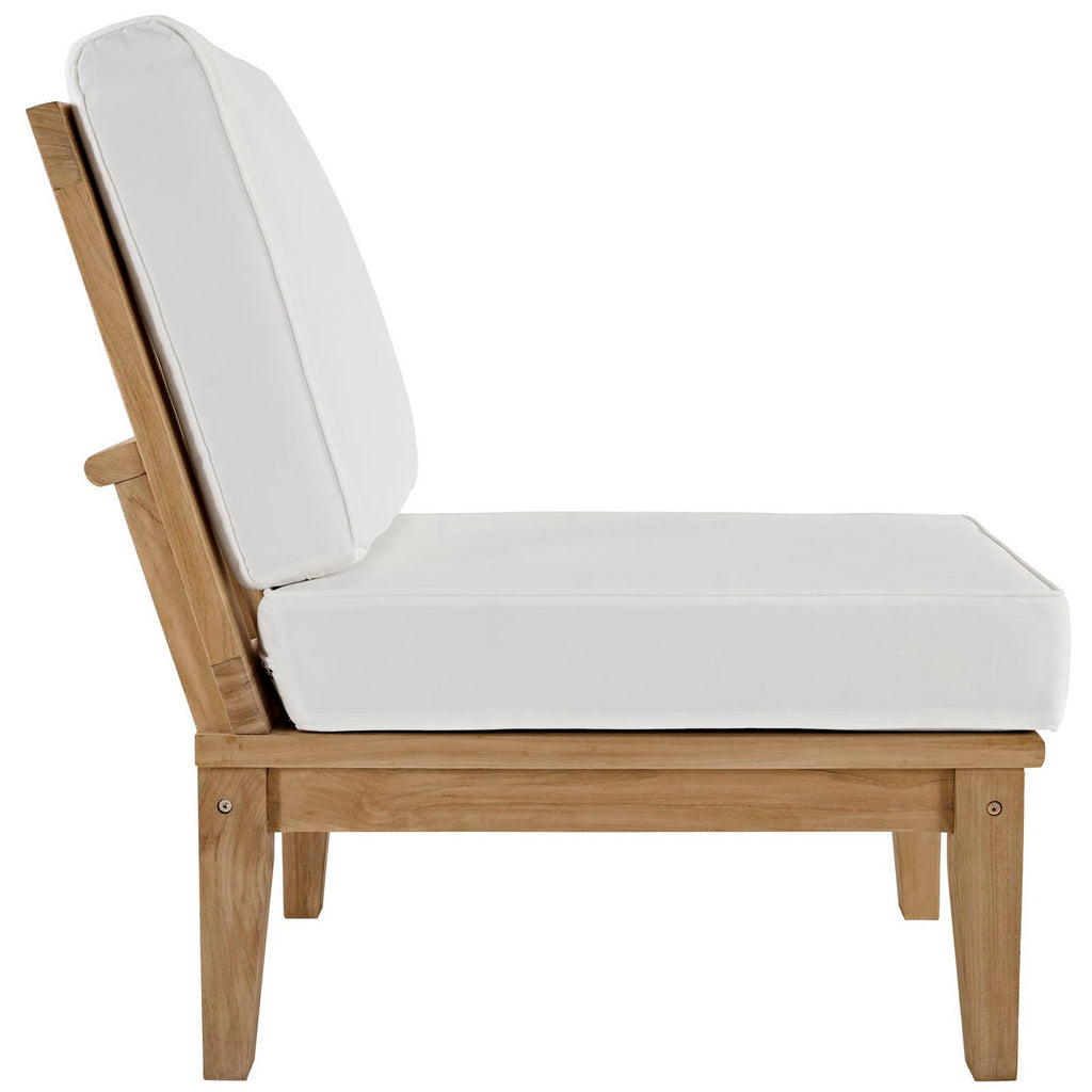 Marina 5 Piece Outdoor Patio Teak Set - Natural White (Left-Arm Sofa, 2 Sofas, Coffee Table, Right-Arm Sofa)