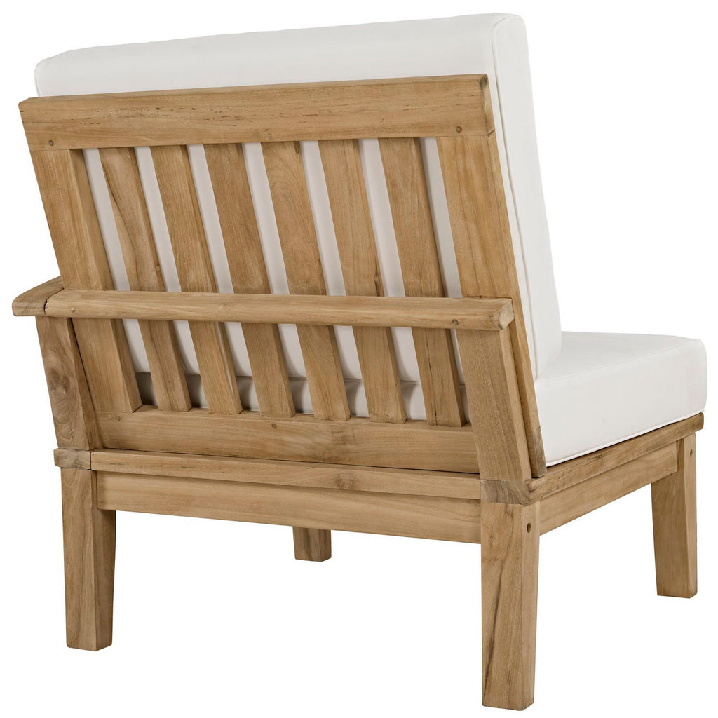 Marina 5 Piece Outdoor Patio Teak Set - Natural White (Left-Arm Sofa, 2 Sofas, Coffee Table, Right-Arm Sofa)