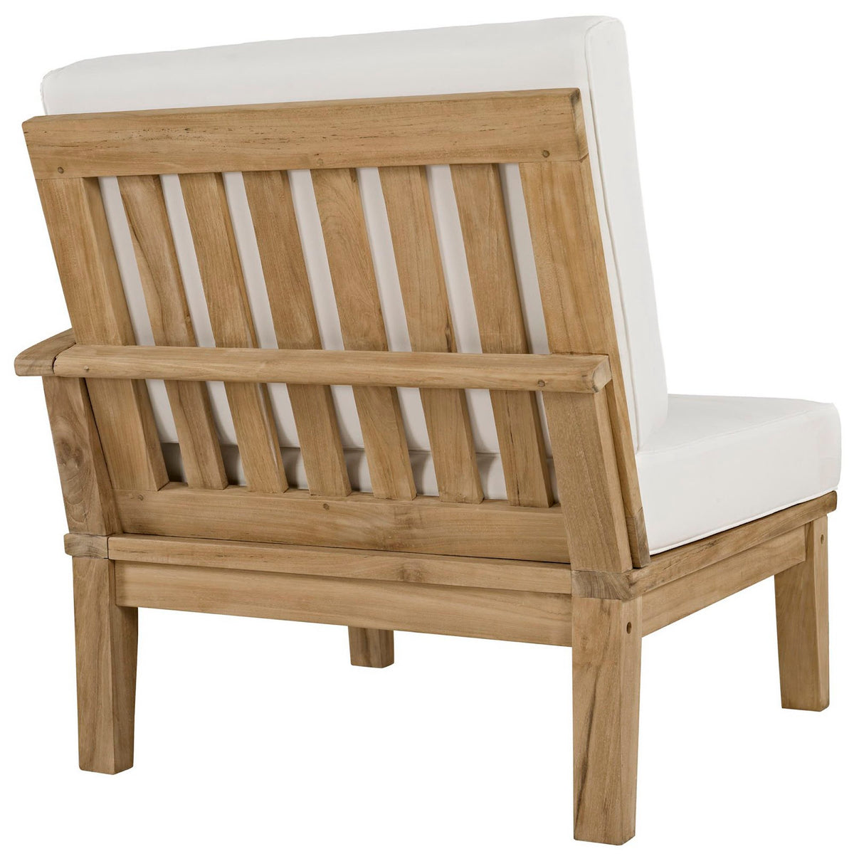 Marina 5 Piece Outdoor Patio Teak Set - Natural White (Left-Arm Sofa, 2 Sofas, Coffee Table, Right-Arm Sofa)