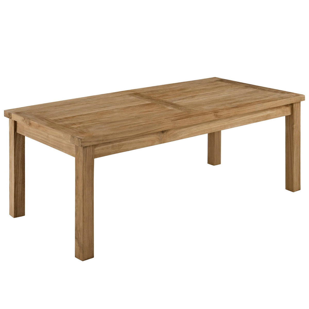 Marina 5 Piece Outdoor Patio Teak Set - Natural White (Left-Arm Sofa, 2 Sofas, Coffee Table, Right-Arm Sofa)