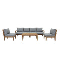 Marina 7 Piece Outdoor Patio Teak Set - Natural Gray (Left-Arm Sofa, 4 Sofas, Coffee Table, Right-Arm Sofa)
