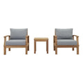 Marina 3 Piece Outdoor Patio Teak Set - Natural Gray (2 Armchairs, Side Table)