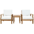 Marina 3 Piece Outdoor Patio Teak Set - Natural White (2 Armchairs, Side Table)