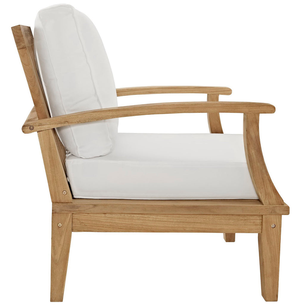 Marina 3 Piece Outdoor Patio Teak Set - Natural White (2 Armchairs, Side Table)