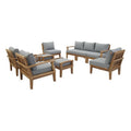 Marina 9 Piece Outdoor Patio Teak Set - Natural Gray