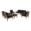 Marina 9 Piece Outdoor Patio Teak Set - Natural Navy