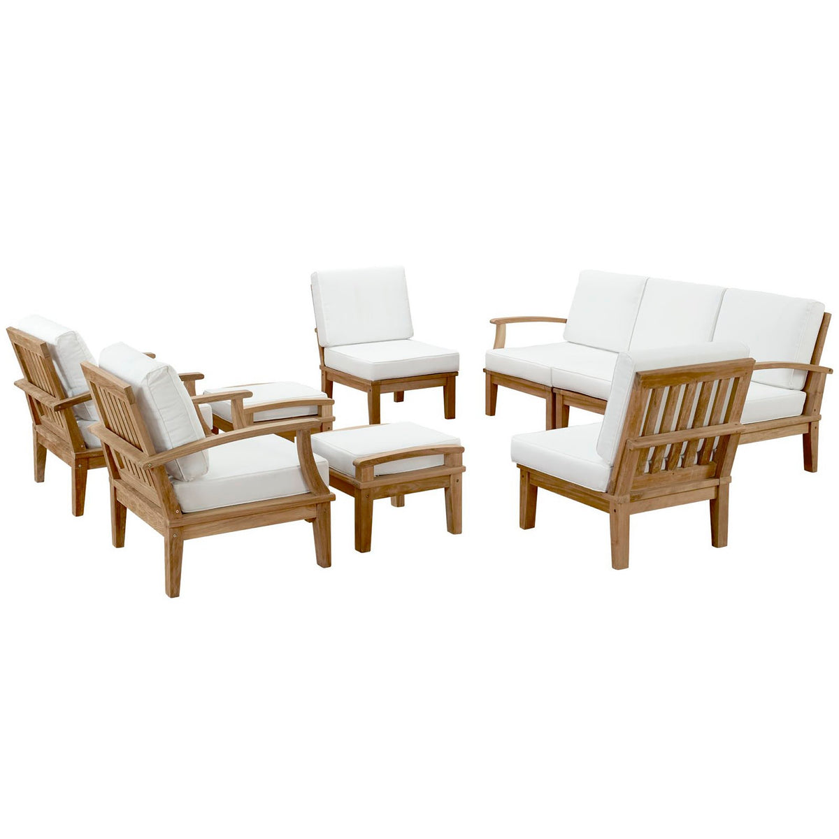 Marina 9 Piece Outdoor Patio Teak Set - Natural White