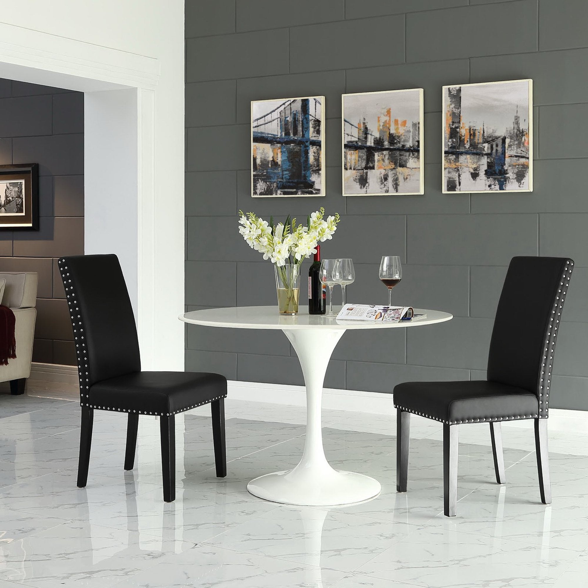 Parcel Dining Faux Leather Side Chair - Black