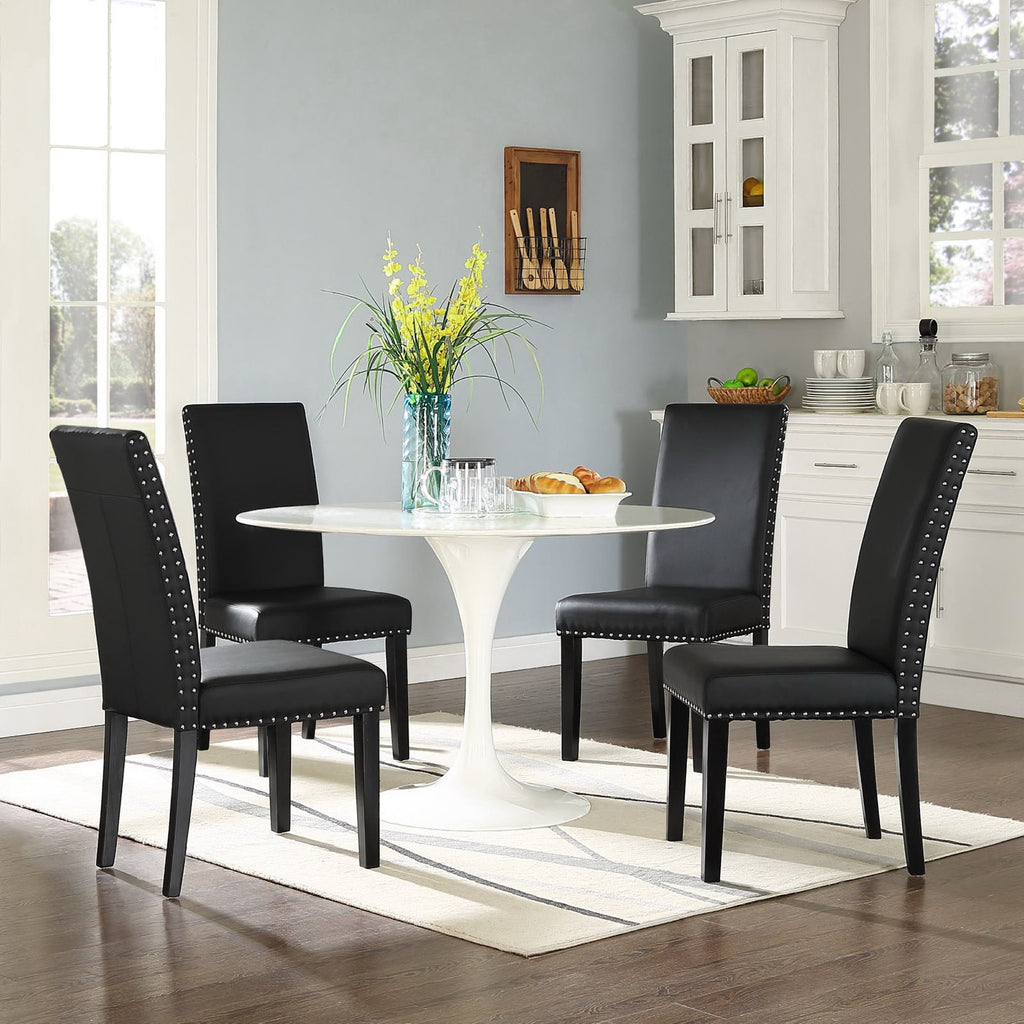 Parcel Dining Faux Leather Side Chair - Black
