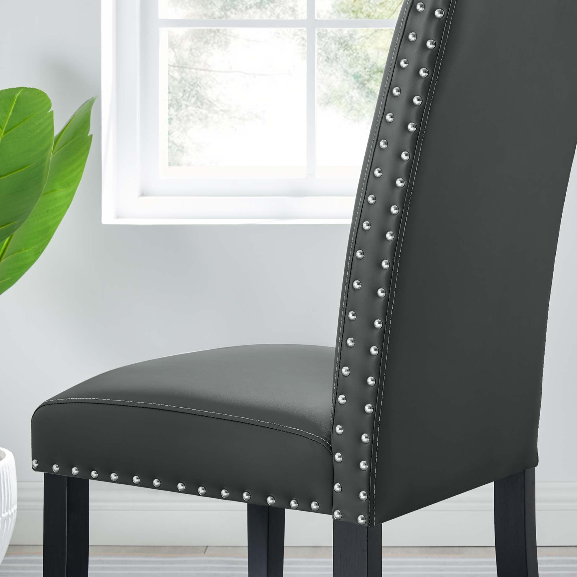 Parcel Dining Faux Leather Side Chair - Gray