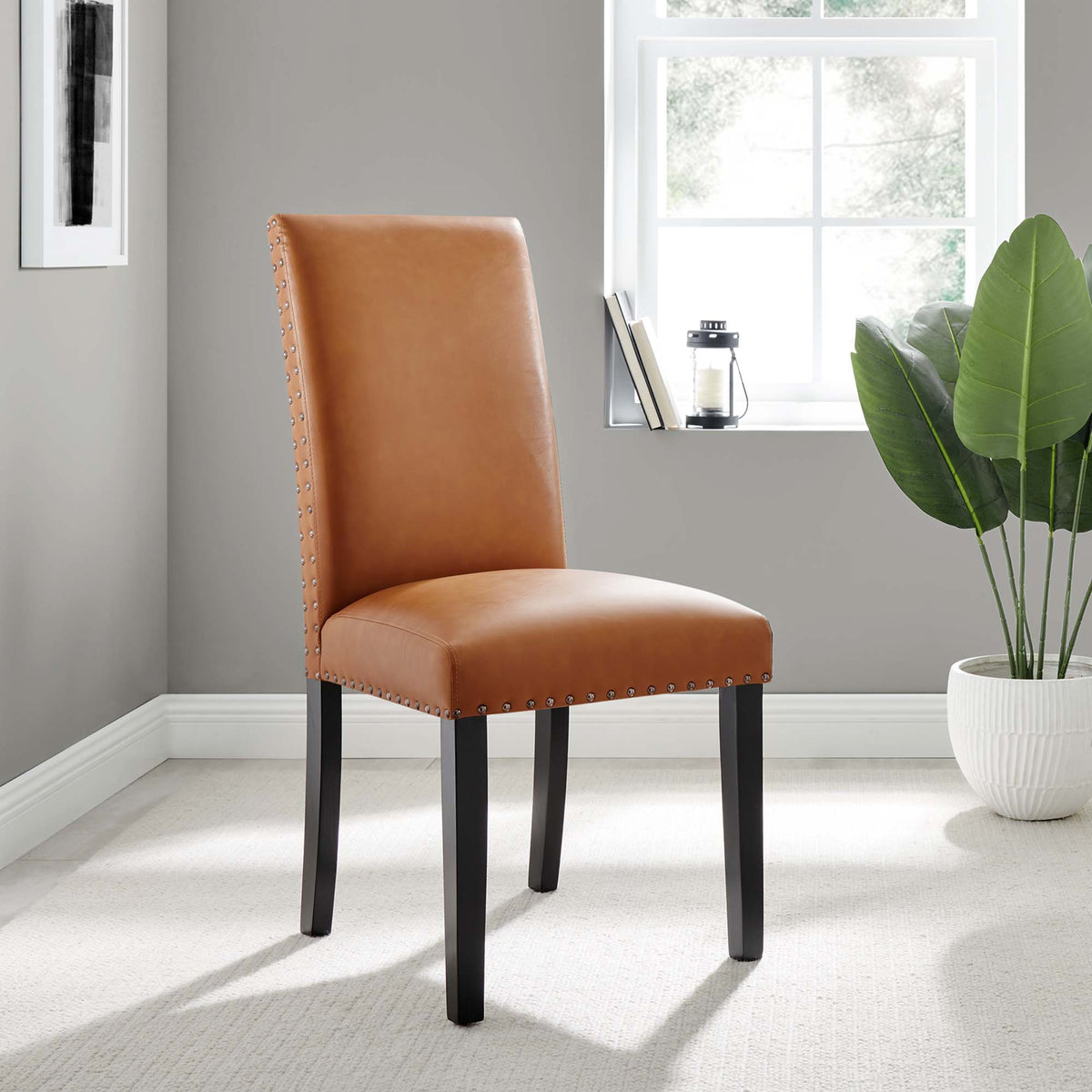 Parcel Dining Faux Leather Side Chair - Tan