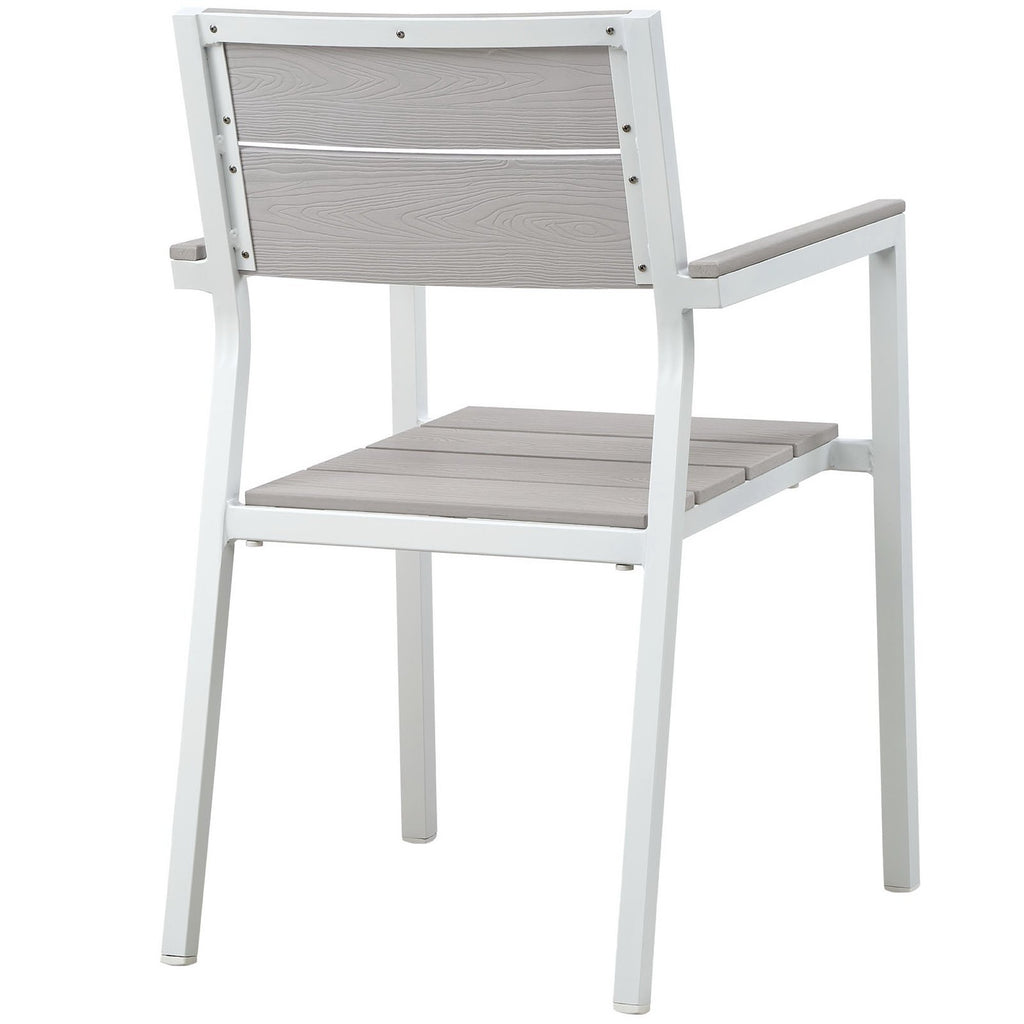 Maine Dining Outdoor Patio Armchair - White Light Gray