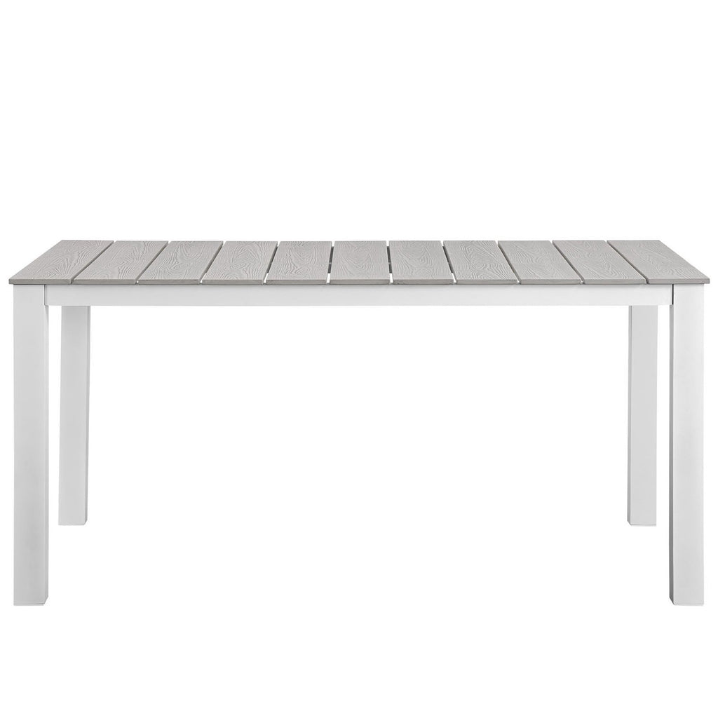 Maine 63" Outdoor Patio Dining Table - White Light Gray
