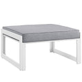Fortuna Outdoor Patio Ottoman - White Gray