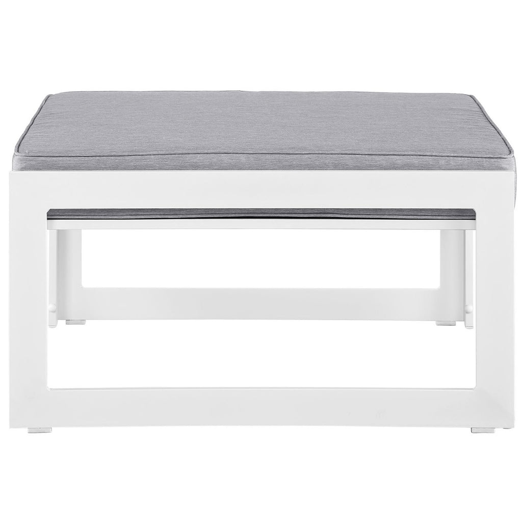 Fortuna Outdoor Patio Ottoman - White Gray