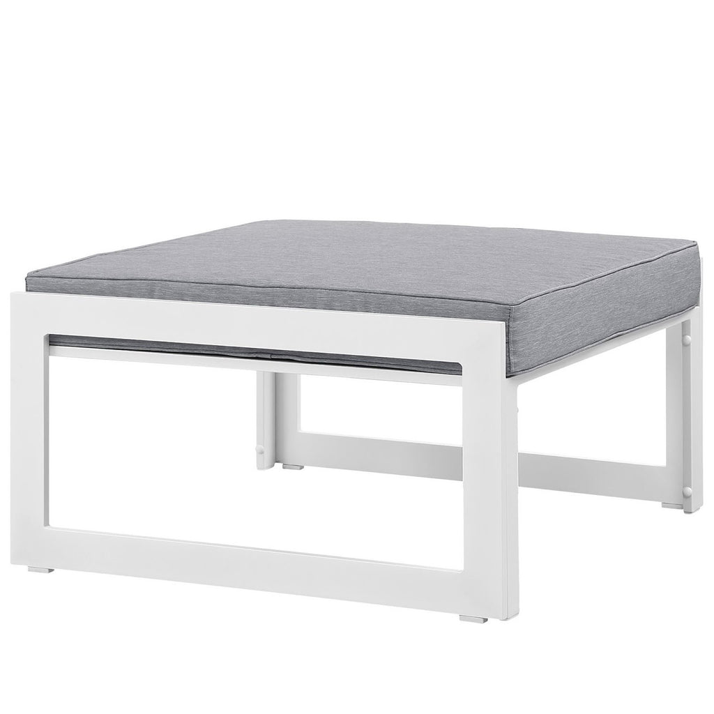 Fortuna Outdoor Patio Ottoman - White Gray