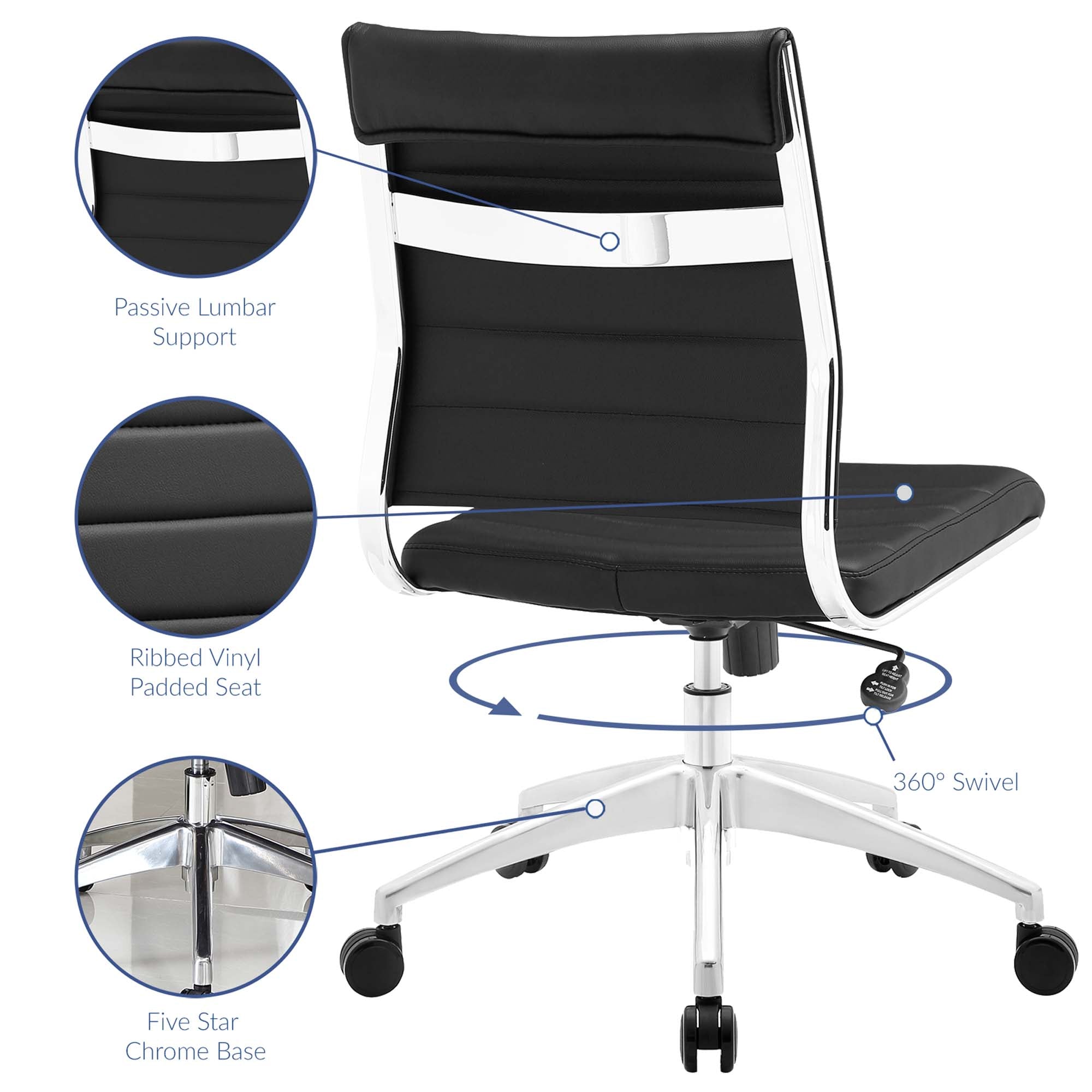 Jive Armless Mid Back Office Chair - Black