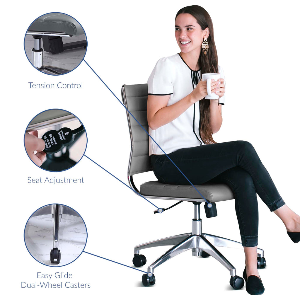 Jive Armless Mid Back Office Chair - Gray